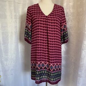Anthropologie Everly Purple/multicolor 3/4 Sleeve Dress M